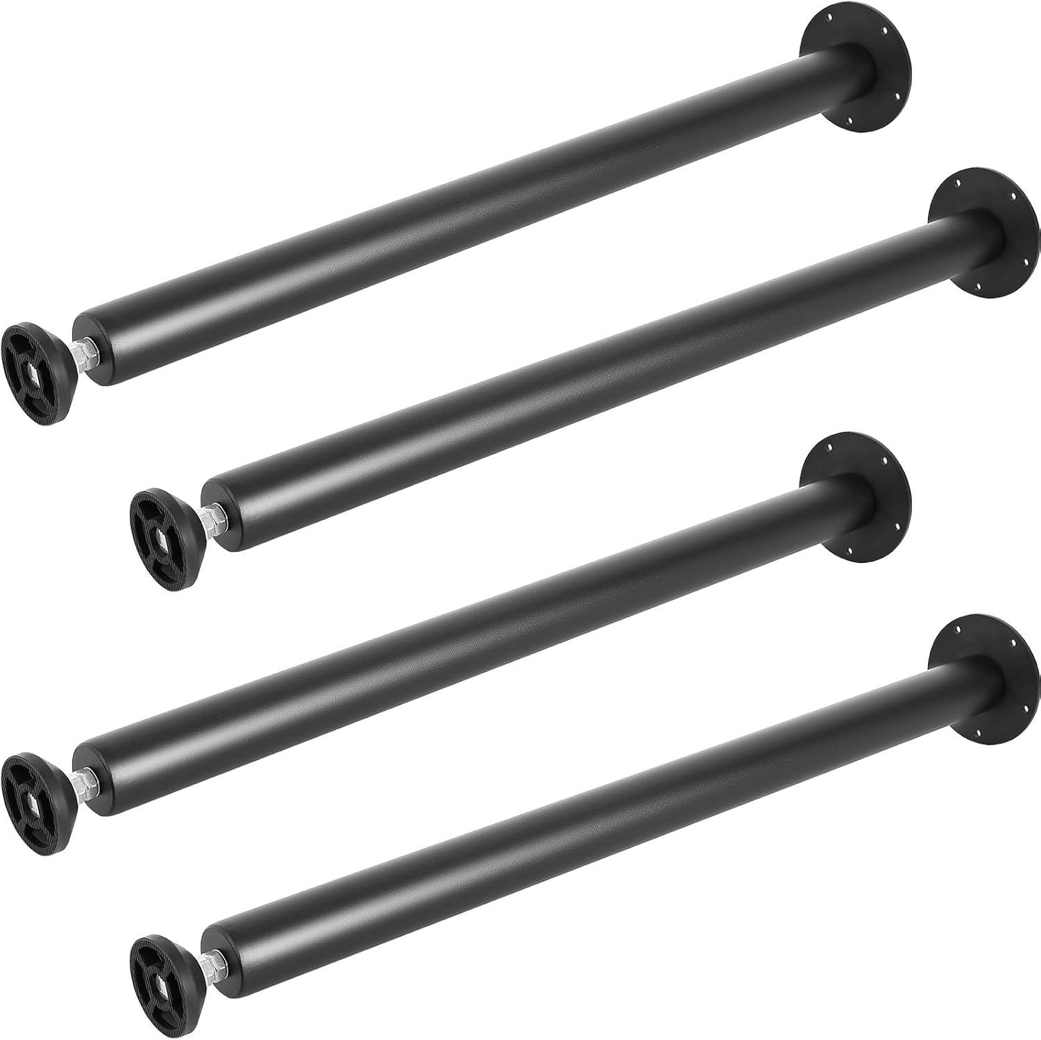 KFFKFF 30" Adjustable Desk Legs, Strengthened Steel Legs for Office Tables, DIY Set of 4, Supports up to 1200 lbs, Easy-to-Install with Adjustable Feet, Black