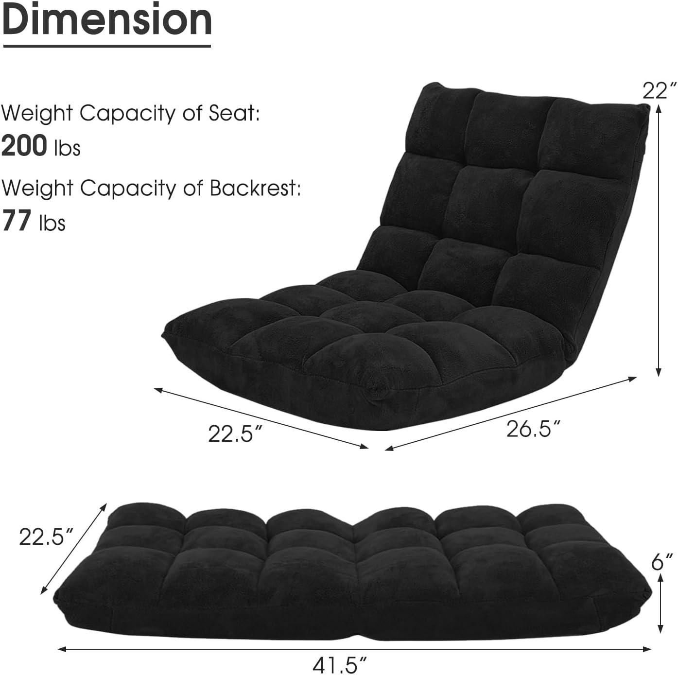 JYHOME Floor Chair  14-Position Adjustable Floor Chair with Back Support  Folding Padded Gaming Sofa Chair for Reading  Gaming  Meditation  Living Room Lazy Lounge Chair  Floor Video Gami