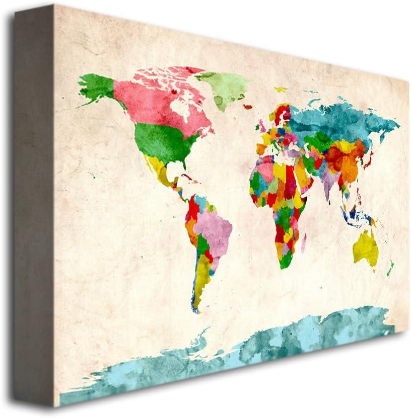 " Watercolor World Map " by Michael Tompsett