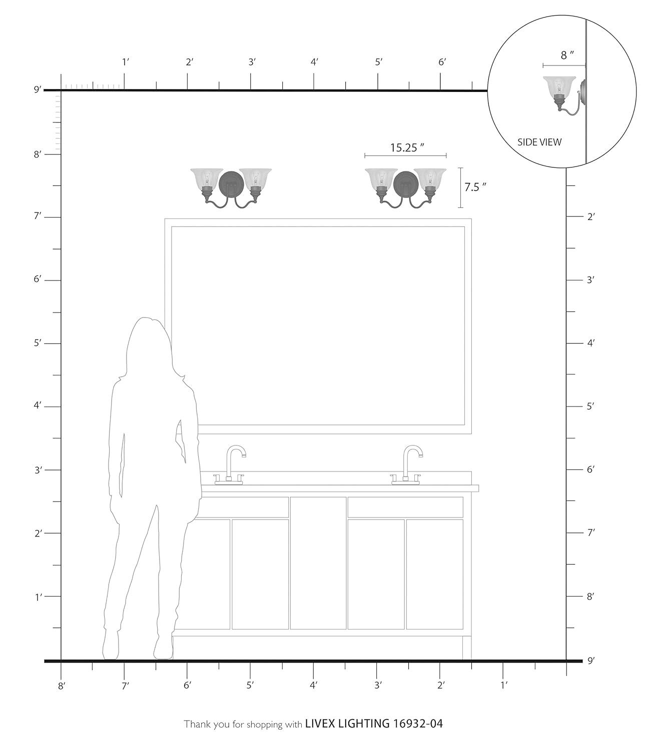 Livex Lighting Moreland 2 - Light Vanity in  Black