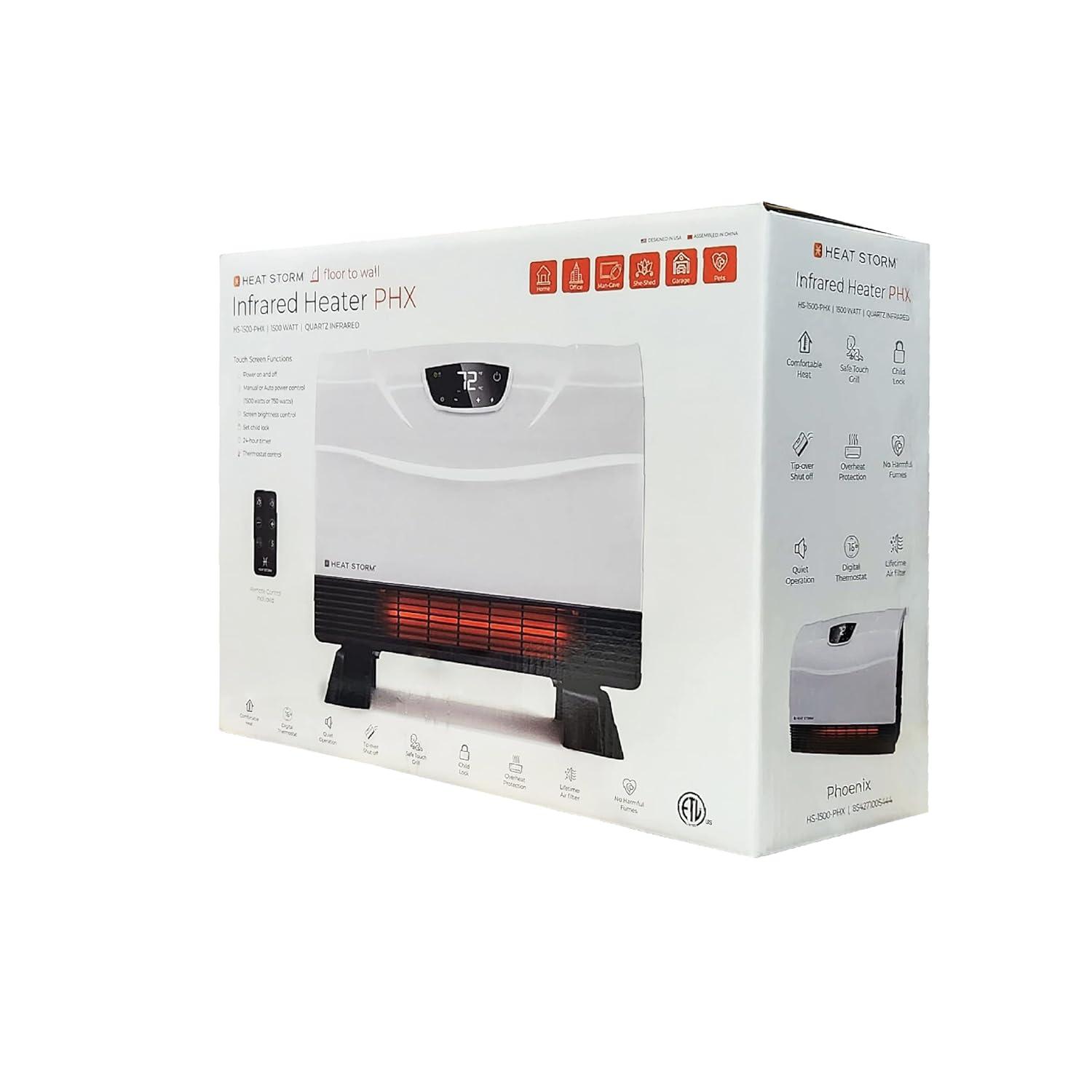 Heat Storm Heat Storm 1500 Watt Infrared WiFi enabled, wall mount  electric space heater with digital thermostat, remote - Smart Line