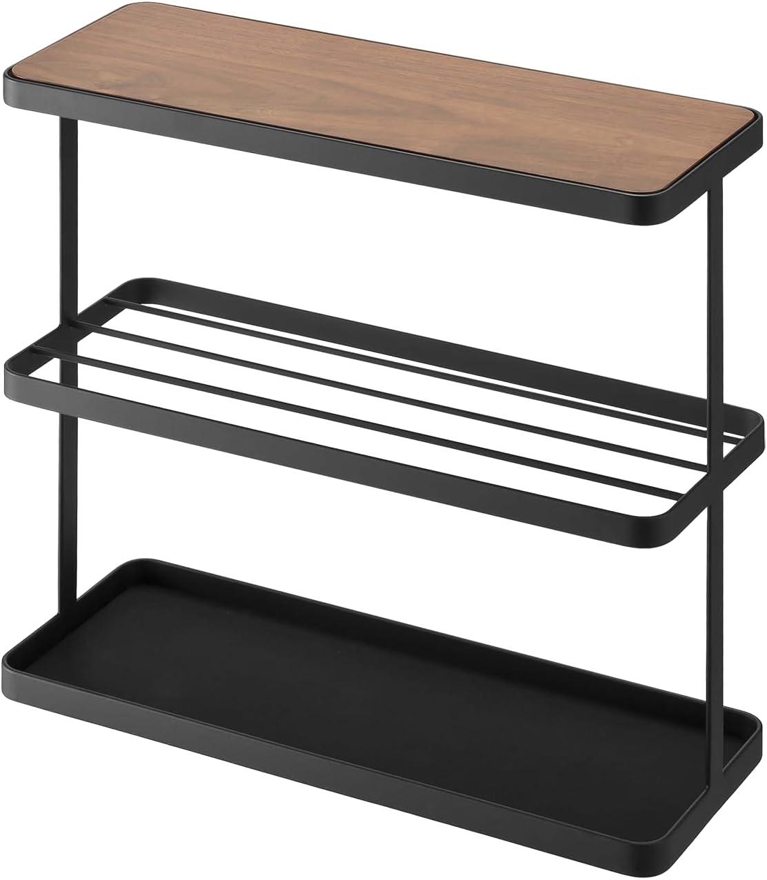 Yamazaki Home Tower Yamazaki Home Side Table With Storage Tier Shelves Narrow, Narrow Wooden And Metal End Table