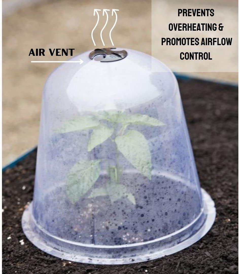 Gardeners Supply Company Large Garden Cloche Plant Protector | Clear Sturdy PVC Plants Bell Dome Heat & Freeze Cover with Top Hole Ventilation for