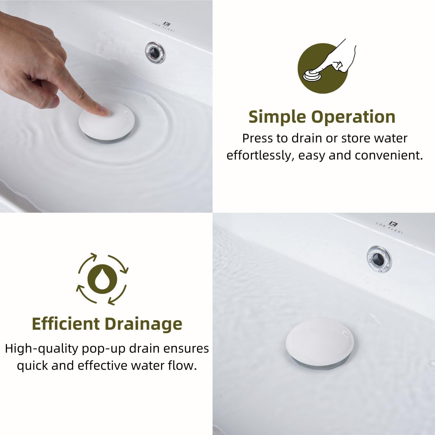 Los Flexi Los Flexi 43" x 16" Extra Large Trough Sink, Dual Faucet Holes, Wall-Mount Install, Pop-Up Drain WFLFBSTM04-01