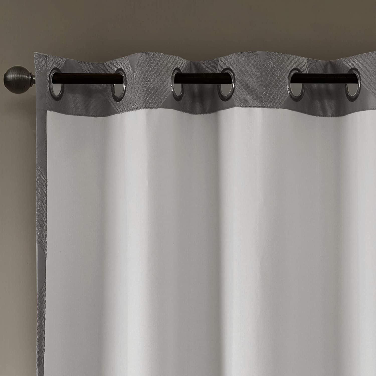 Madison Park Bentley Ogee Knitted Jacquard Geometric Total Blackout Single Curtain Panel