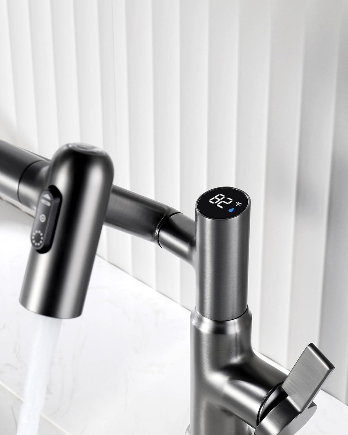 Lefton Rotatable Single Hole Bathroom Faucet with Temperature Display BF2204