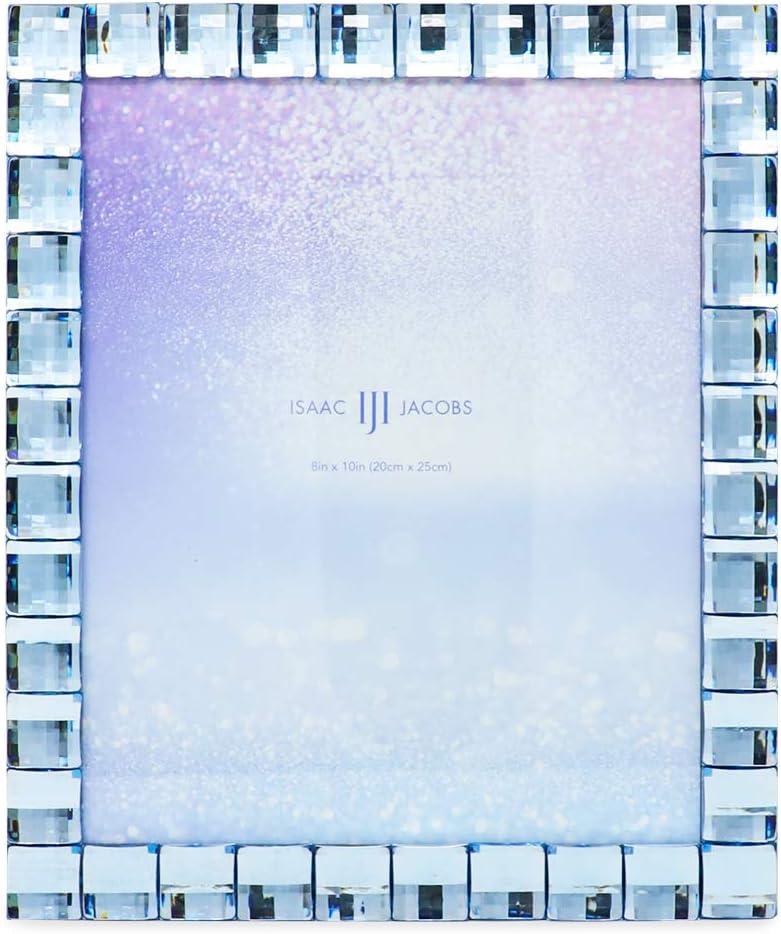 Isaac Jacobs Decorative Sparkling Light Blue Jewel Picture Frame, Photo Display & Home Décor 8x10