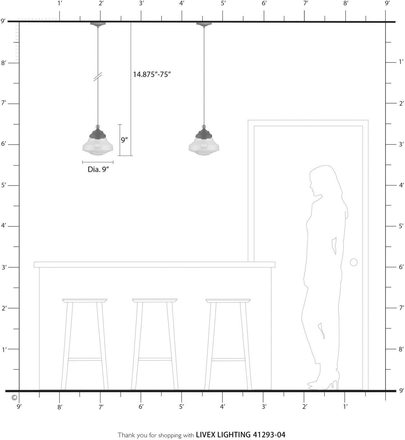 Livex Lighting Avondale 1 - Light Pendant in  Black/Brushed Nickel