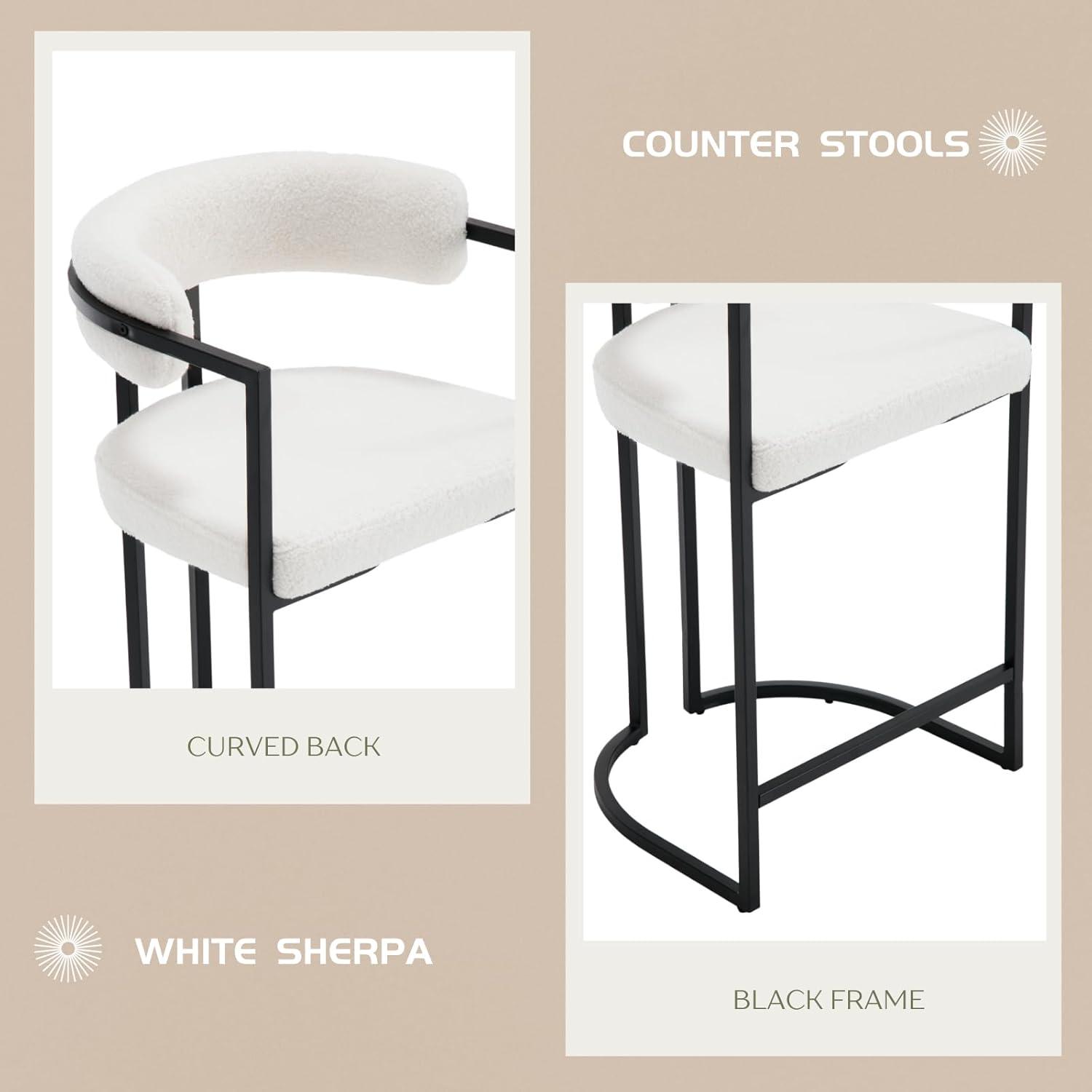 Ivy Bronx Modern Upholstered Hollow Bar Stool With Armrests And Footrests, Barrel High Stools (Set of 2)