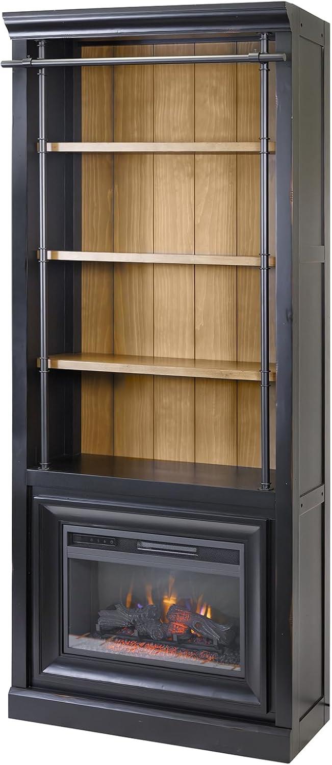 Birch Lane™ Lizzy 8' Tall Wood Bookcase with Fireplace Insert, Storage Organizer, Fully Assembled
