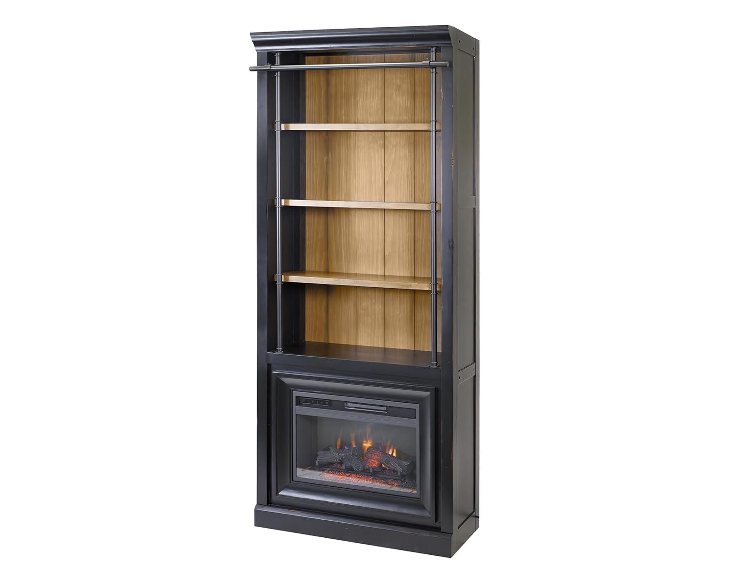 Birch Lane™ Lizzy 8' Tall Wood Bookcase with Fireplace Insert, Storage Organizer, Fully Assembled