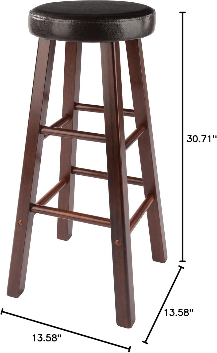 29" 2pc Maria Cushioned Barstools Walnut/Espresso - Winsome: Solid Wood, Faux Leather, Home Bar Seating