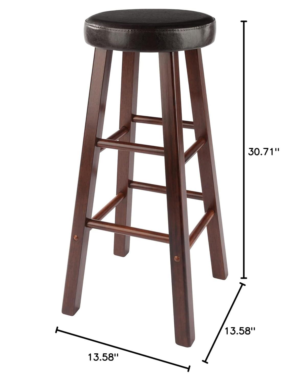 29" 2pc Maria Cushioned Barstools Walnut/Espresso - Winsome: Solid Wood, Faux Leather, Home Bar Seating