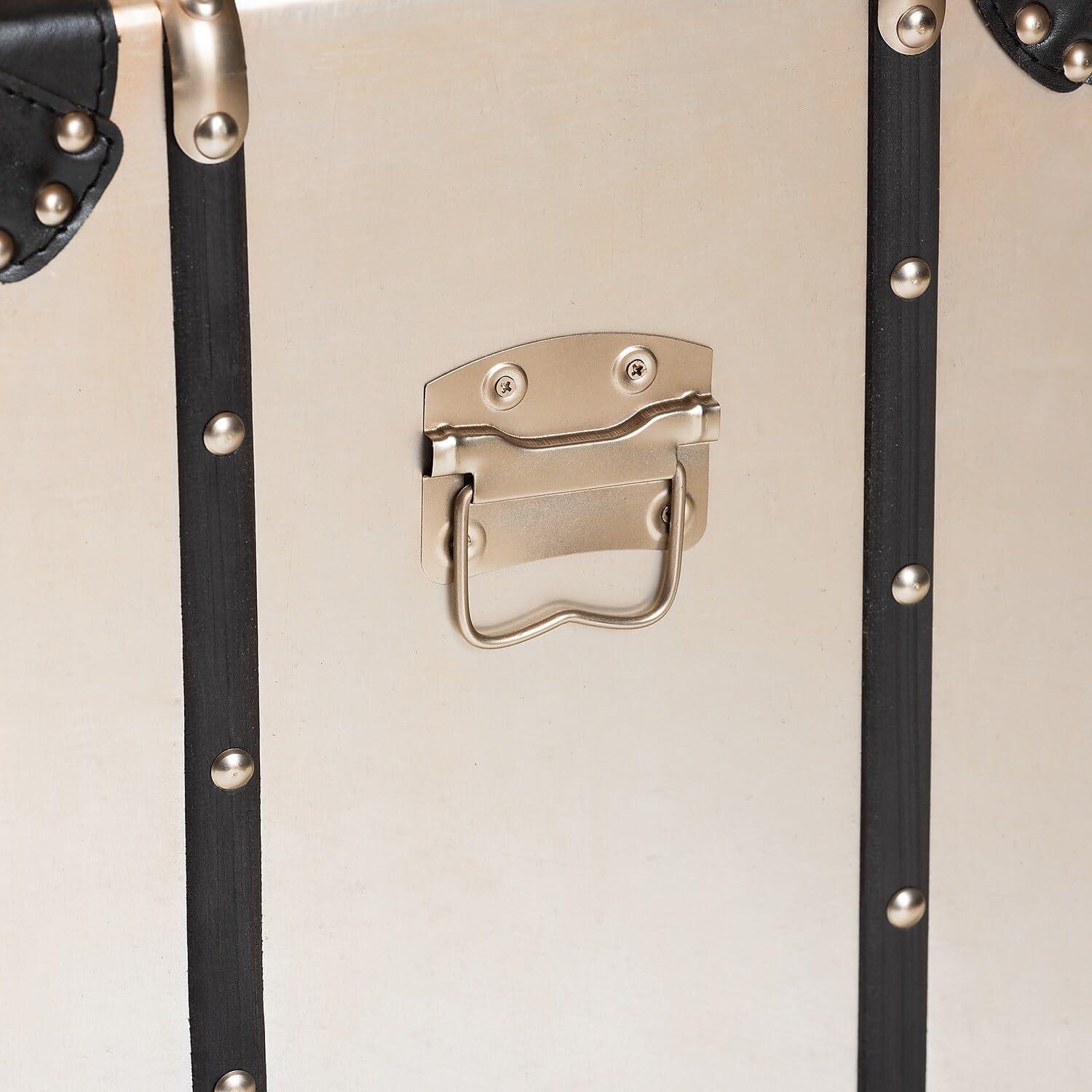 Dilan Metal 3 Drawer Nightstand Light Cream/Black - Baxton Studio: Vintage Style Bedside Storage