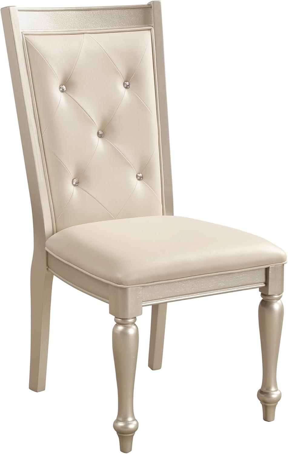 Elegant Pearl White Faux Leather Upholstered Side Chair