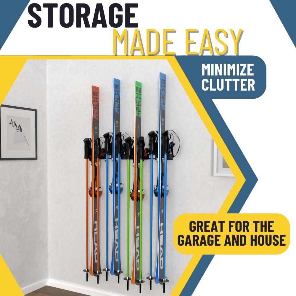 Cropper Steel Wall Mounted Adjustable Multi-Use Ski/Snowboard Rack