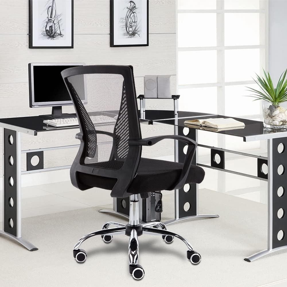Modern Home Zuna Mid-Back Office Task Chair - Ergonomic Back Supporting Mesh Back Desk Chair (Black/Gray)
