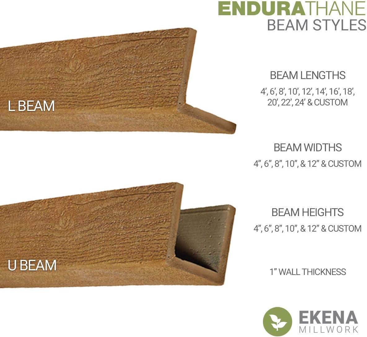 Ekena Millwork Hand Hewn Timberthane Faux Wood 3-Sided Ceiling Beam (U-beam)
