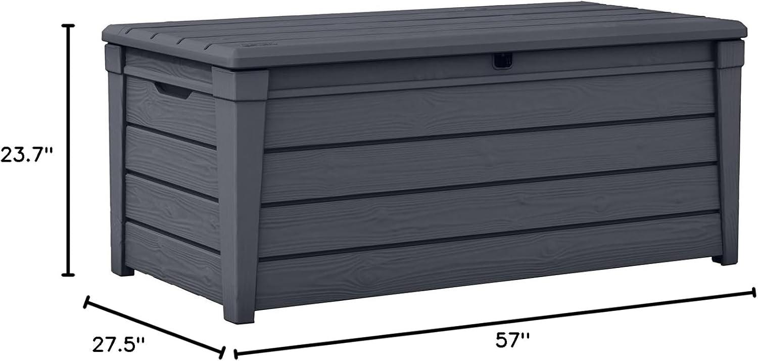Keter Keter Brightwood 120 Gallon Large Durable Outdoor Storage and Weather Resistant Resin Deck Box