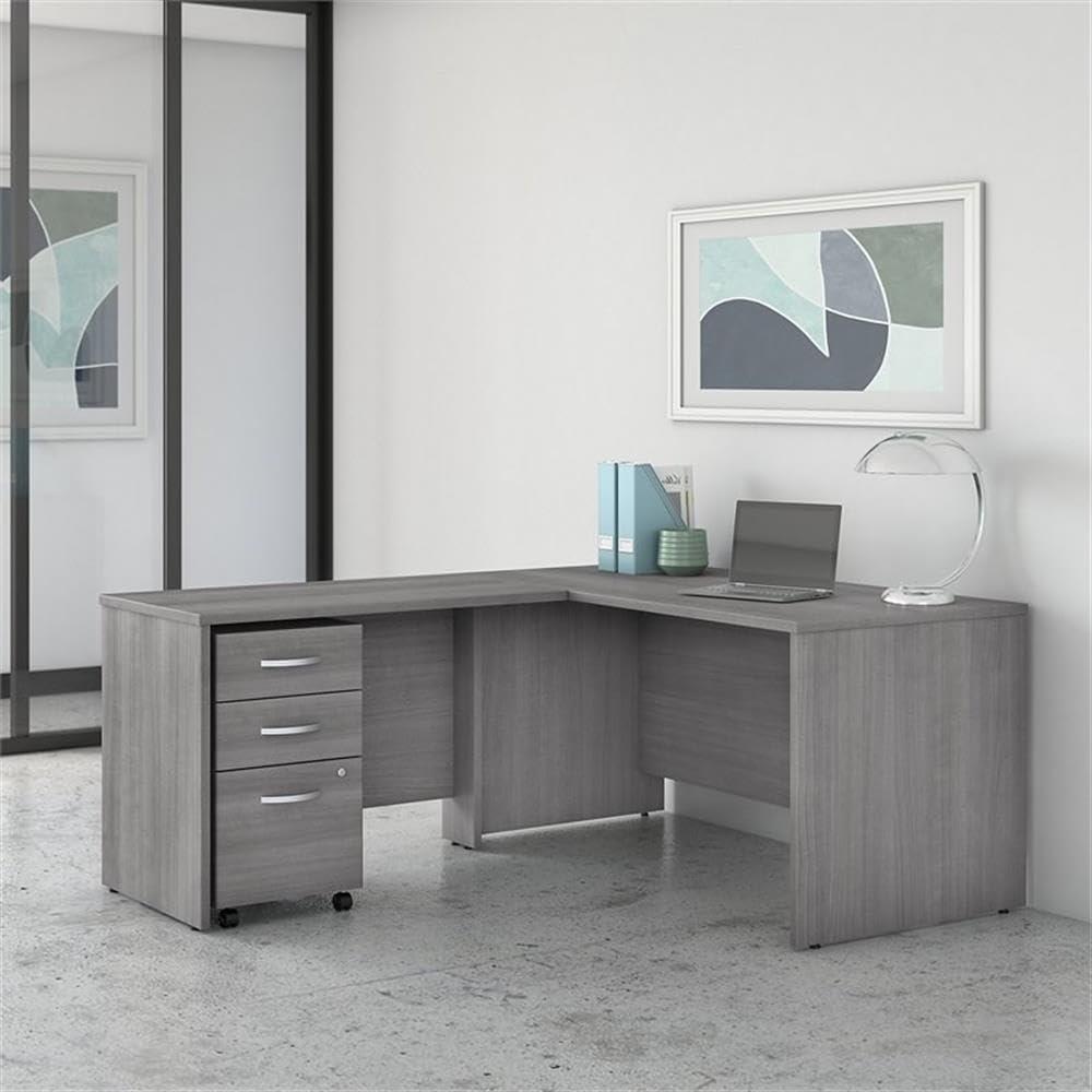 Bush Business Furniture Studio C L Shaped Desk with Mobile File Cabinet and Return