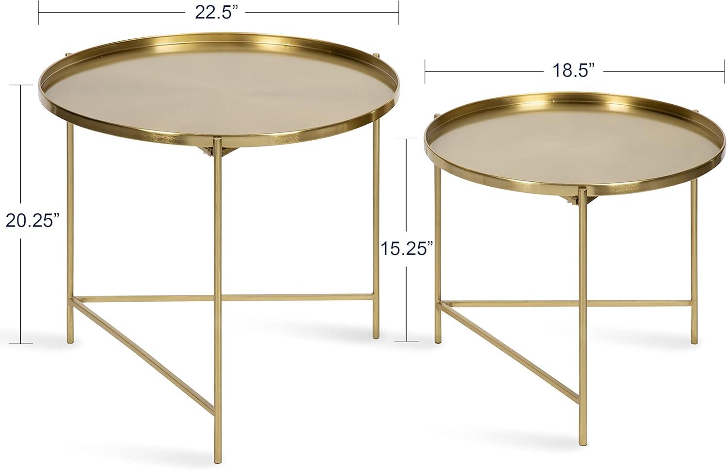 Kate and Laurel Ulani Round Metal Nesting Table, 2 Piece, Gold