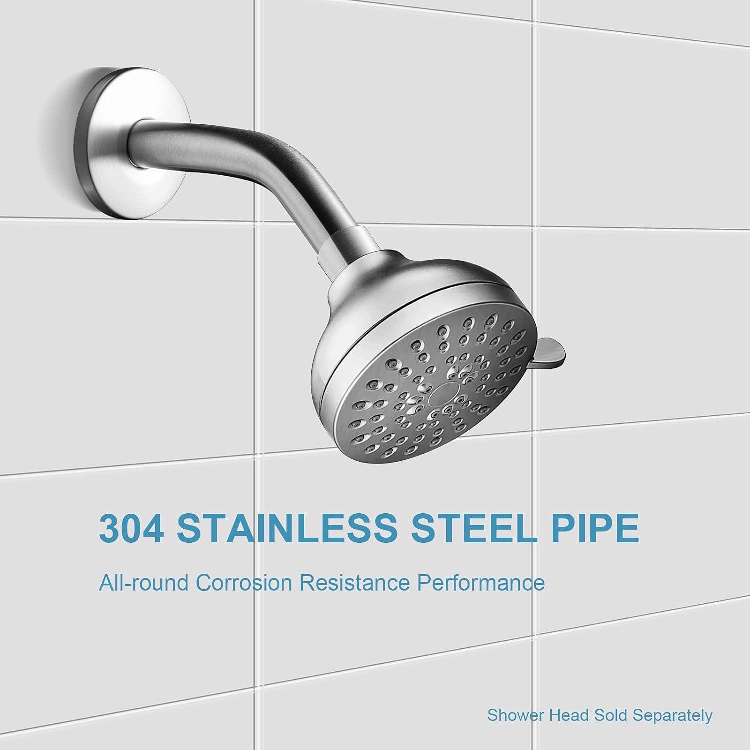 Brushed Nickel 6 Inch Stainless Steel Wall-Mounted Shower A-Rm And Flange Shower Head