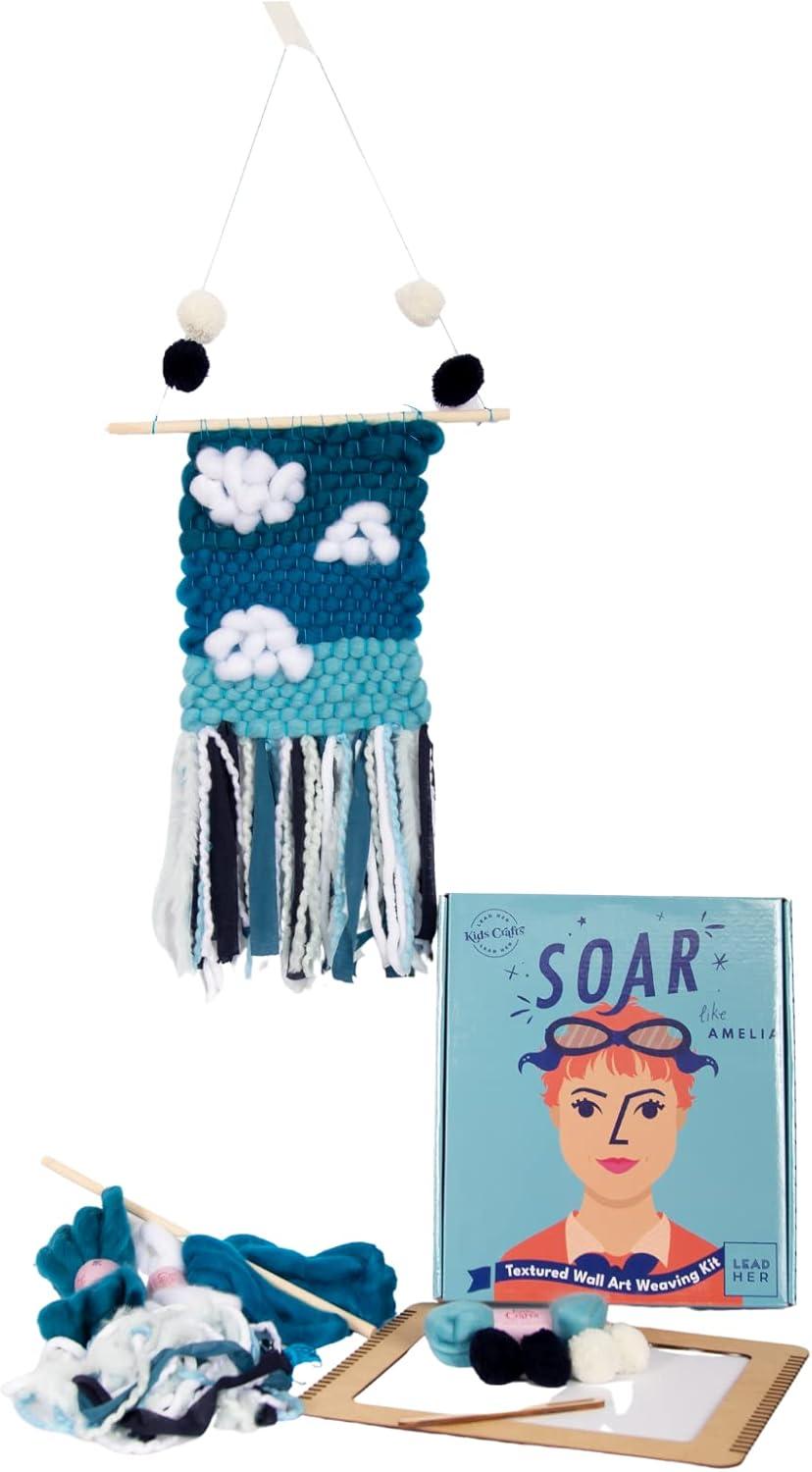 LeadHER: SOAR like Amelia Weaving Loom Craft Kit - Kids Crafts: DIY Art Kit for Kids, Includes Paint, Beads & Needle