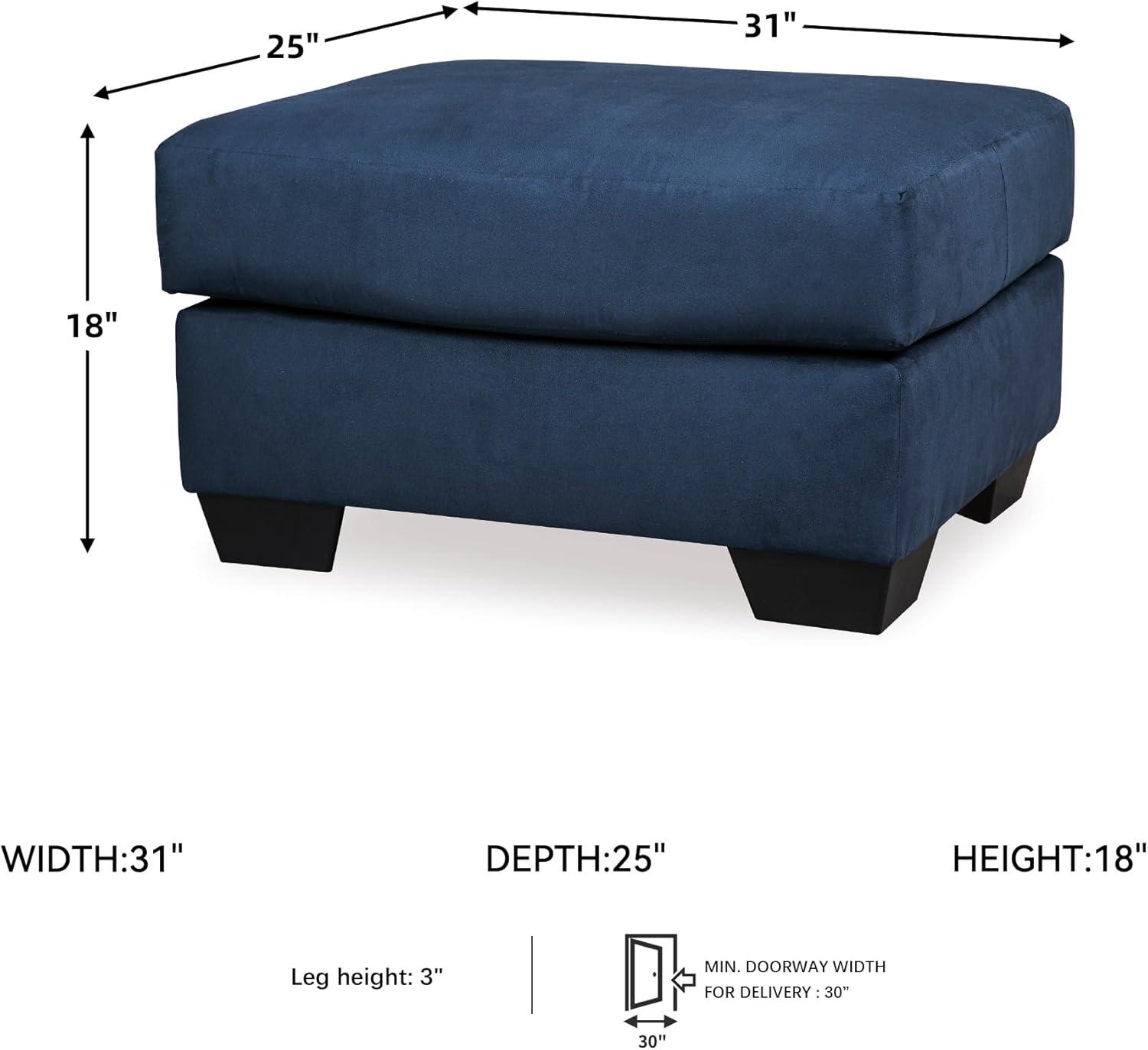 Signature Design by Ashley Contemporary Darcy Ottoman Microfiber Blue