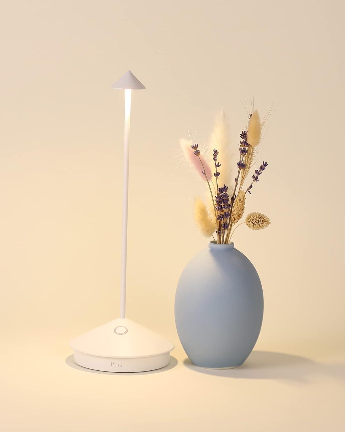 Zafferano Pina 11.4" 1-Light Portable Table Lamp Dimmable White with Polycarbonate Shade