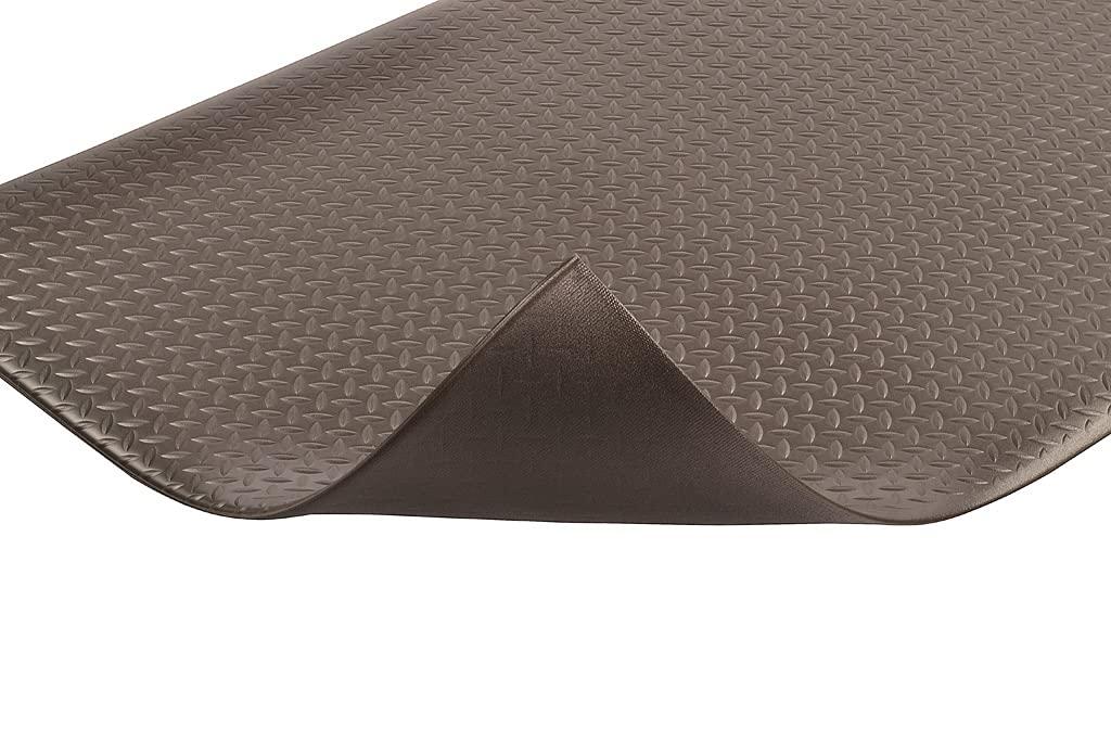 Black 5ft Closed Cell PVC Foam Antifatigue Mat with Diamond Plate Pattern