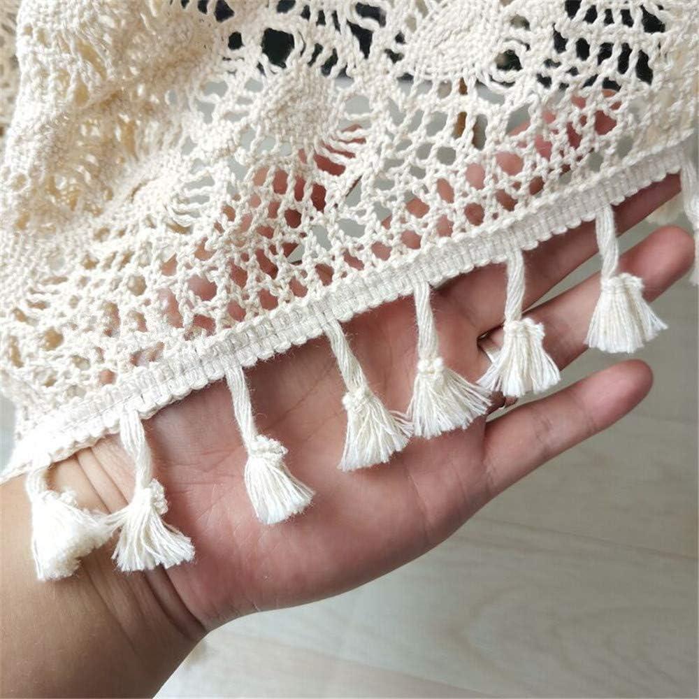 XiaoBanDeng Lace Doilies Crochet Tablecloths Vintage Square Beige Cotton Tablecloths Table Cover Table Topper Wedding Home Party Kitchen Table Decoration (35x35 Inch)