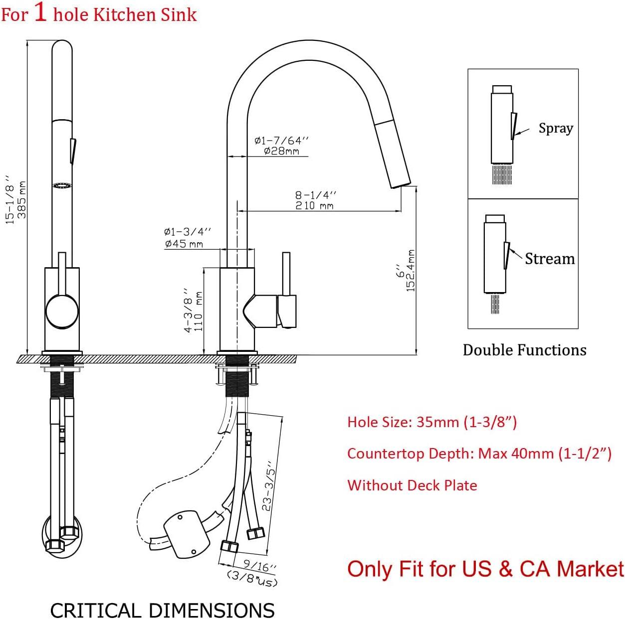VIBRANTBATH Pull Out Kitchen Faucet