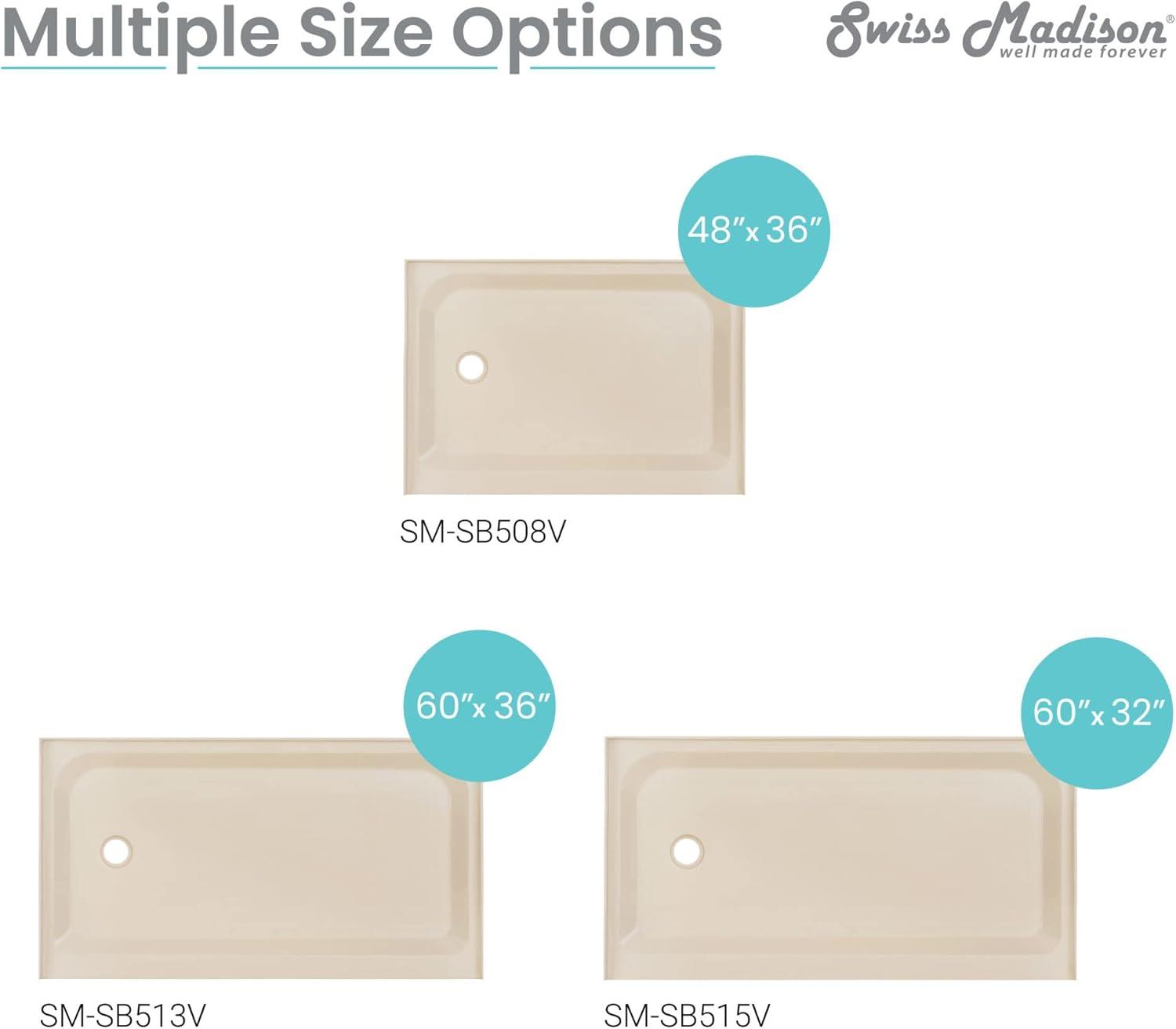 Voltaire 48" x 36" Single-Threshold, Shower Base
