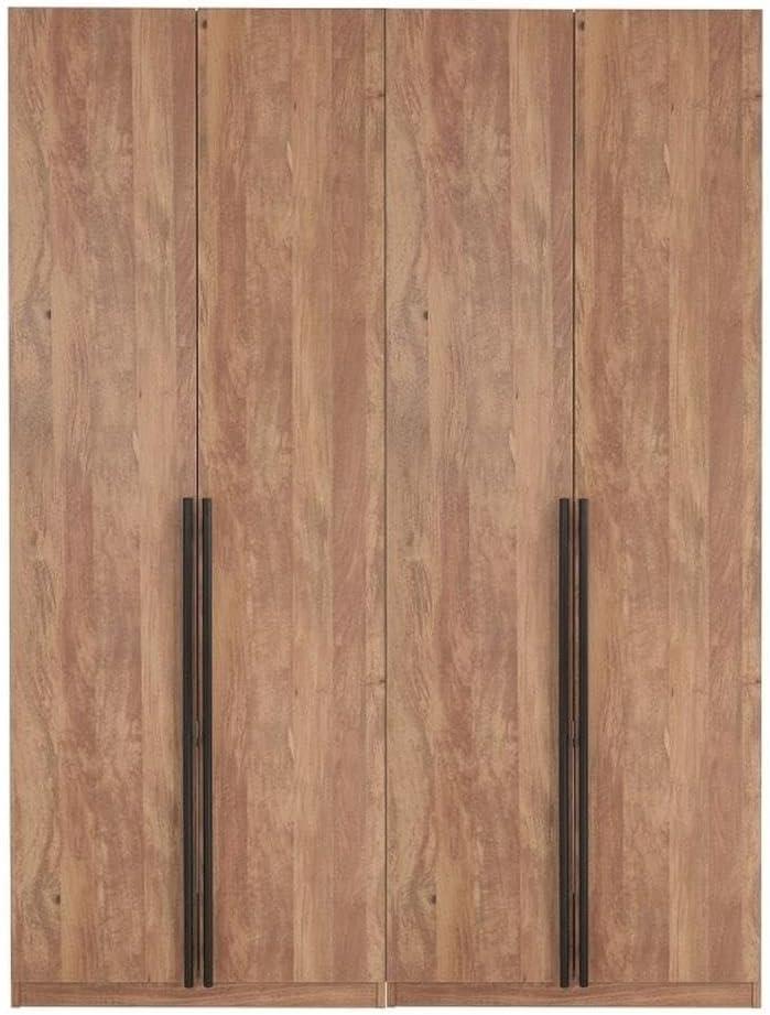 Manhattan Comfort Set of 2 Lee 2 Door and 2 Drawer Wardrobe Closets Golden Brown: Modern MDF, Metal Hardware, 8 Shelves