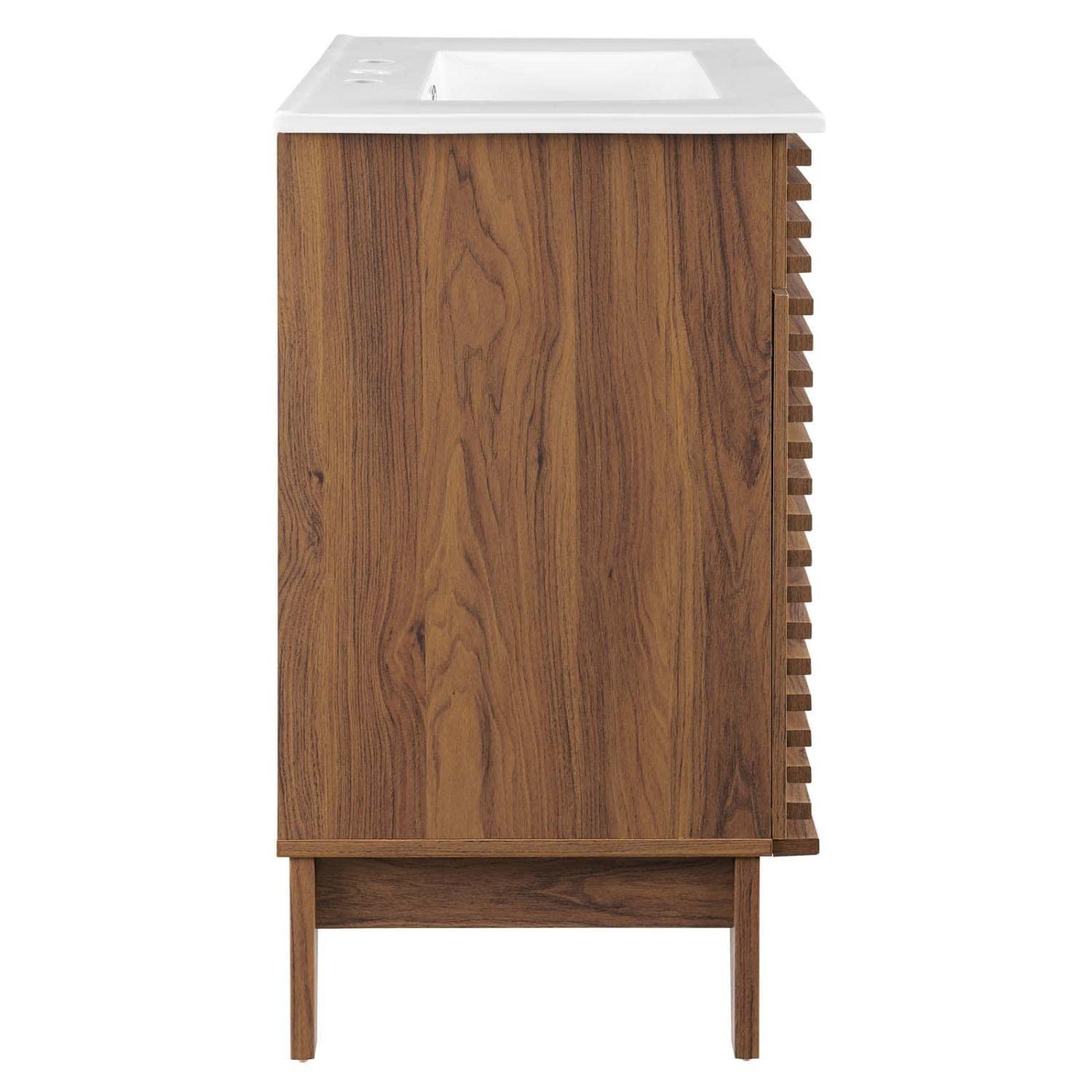 Modway Render Vanity with Sink-Floor, 30 Inch, Walnut White