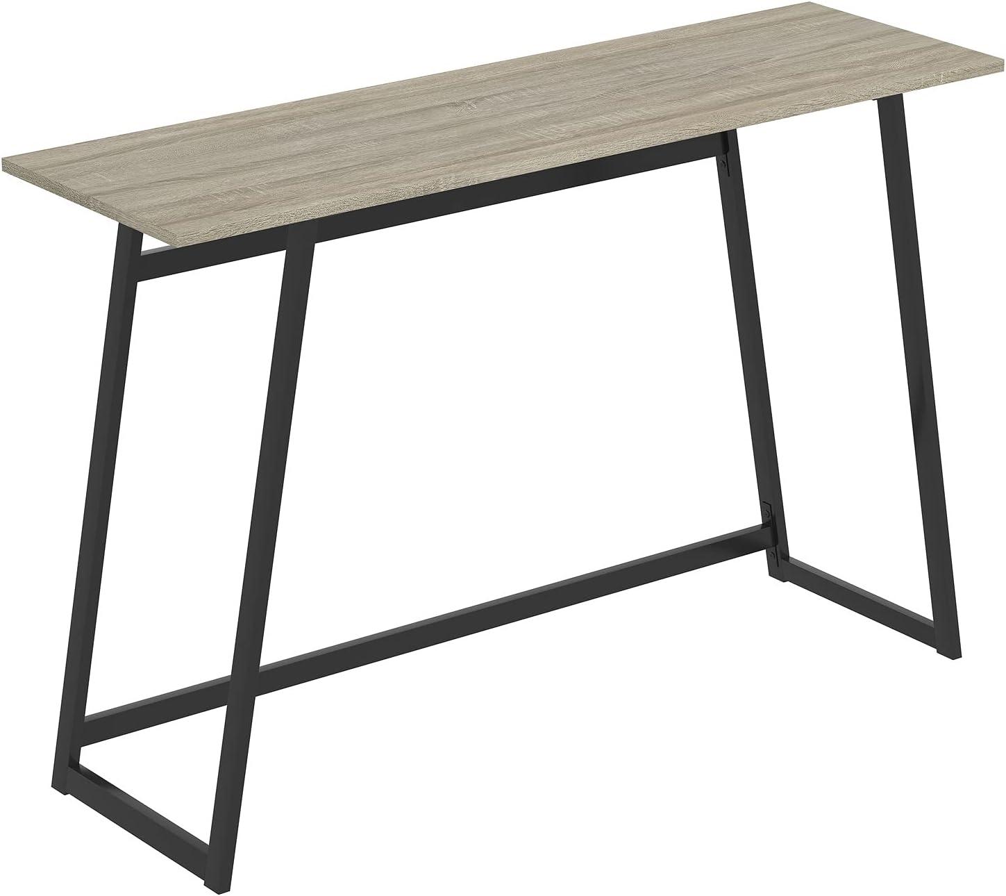 Taupe MDF and Black Metal Rectangular Console Table with Storage