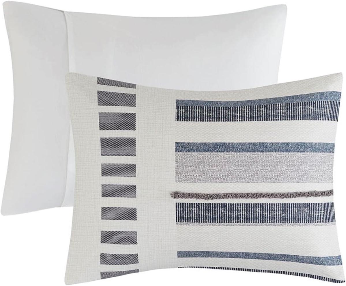 INK+IVY Serena Navy/Gray Standard Cotton 3 Piece Comforter Set
