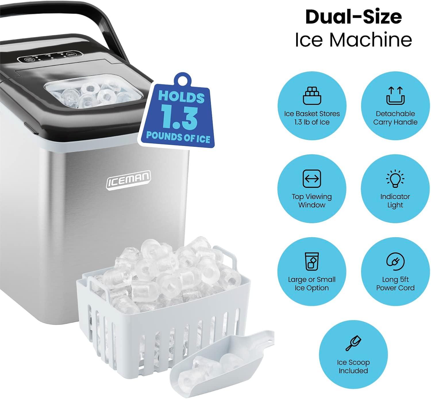 ICEMAN Dual-Size Countertop Bullet Ice Machine w/ 0.88lb Capacity - Black