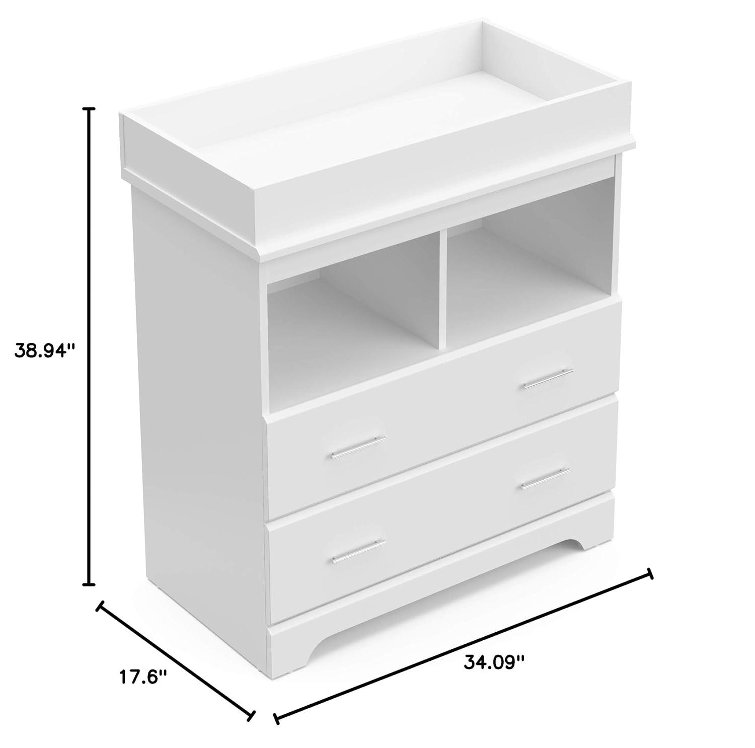 Storkcraft Brookside 2-Drawer Dresser with Changing Topper and Interlocking Drawers