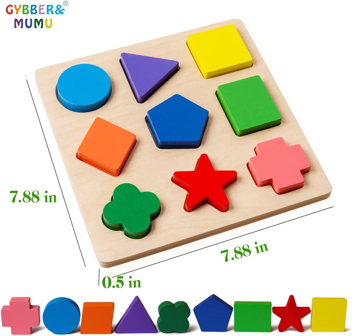 GYBBER&MUMU Preschool Colorful Wooden Shape Puzzle