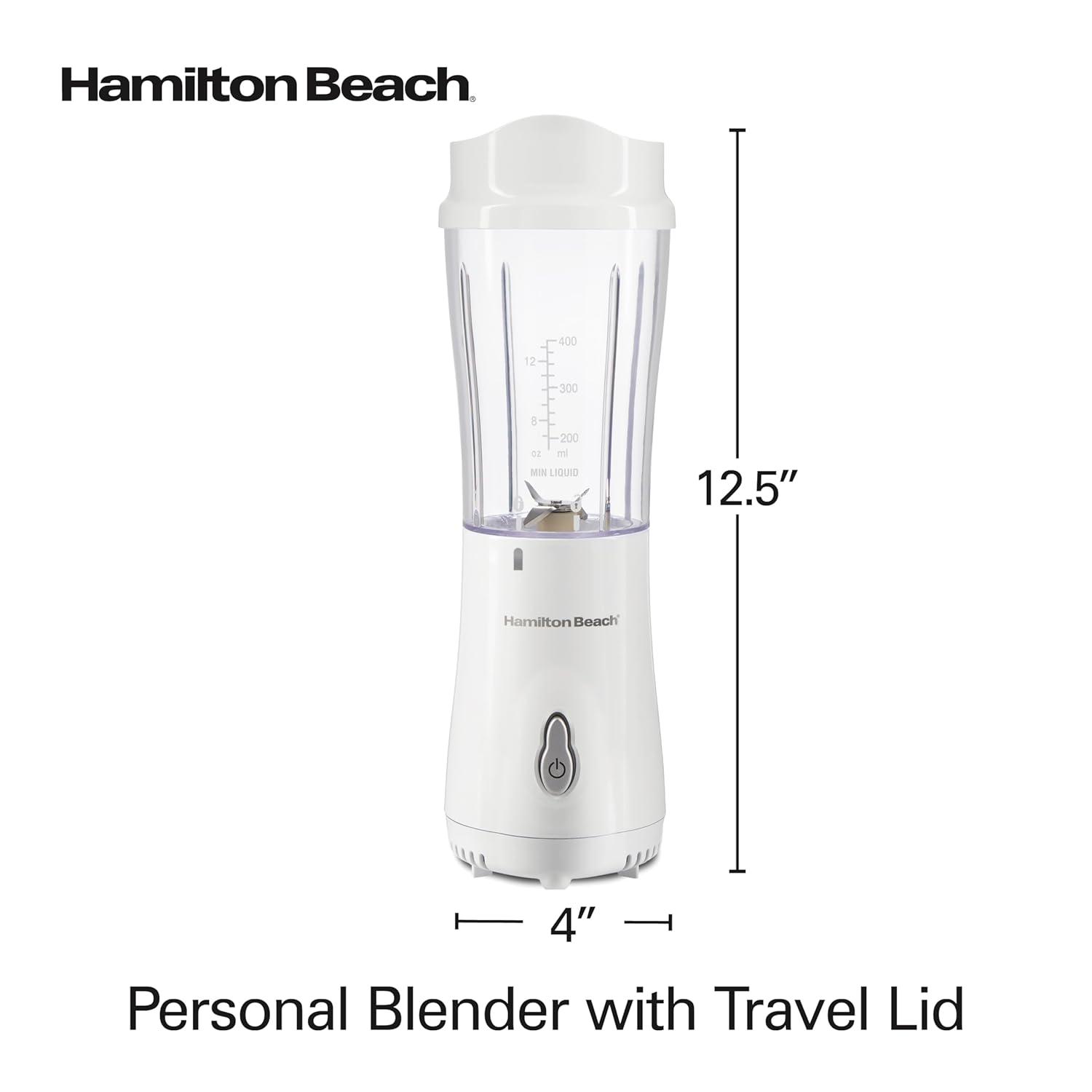 Hamilton Beach Personal Blender with Travel Lid, 14 oz. jar, white, 51101G
