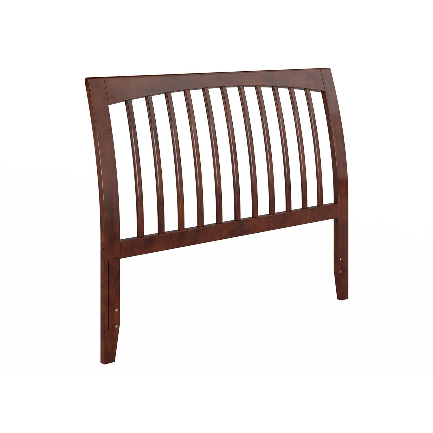 Solid Wood Slat Headboard - Sleigh Design Bed Frame - Walnut Finish - Full, Queen, King Sizes