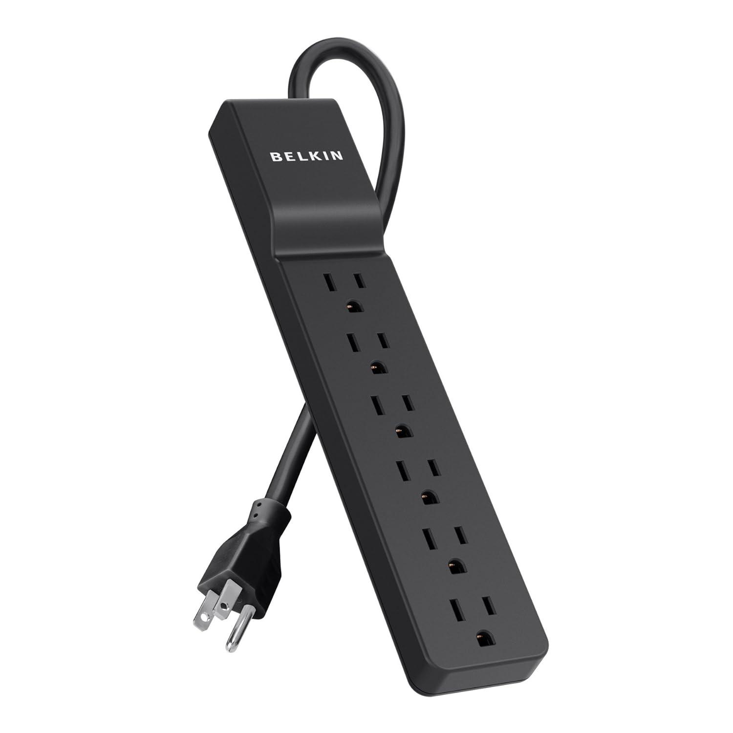 Belkin BE106000-04-BLK 6-Outlet Home/Office Surge Protector 4 ft Cord - Black