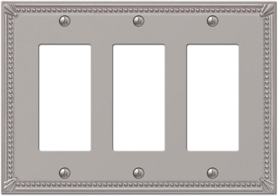 Amerelle 74RRRBN Moderne Wallplate 3 Rocker Cast Metal Brushed Nickel 1-Pack