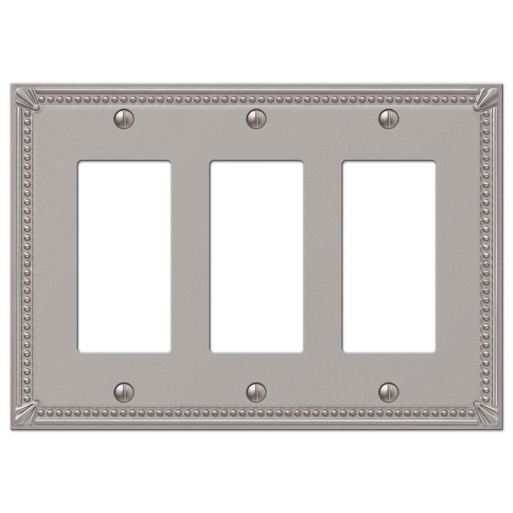 Amerelle 74RRRBN Moderne Wallplate 3 Rocker Cast Metal Brushed Nickel 1-Pack