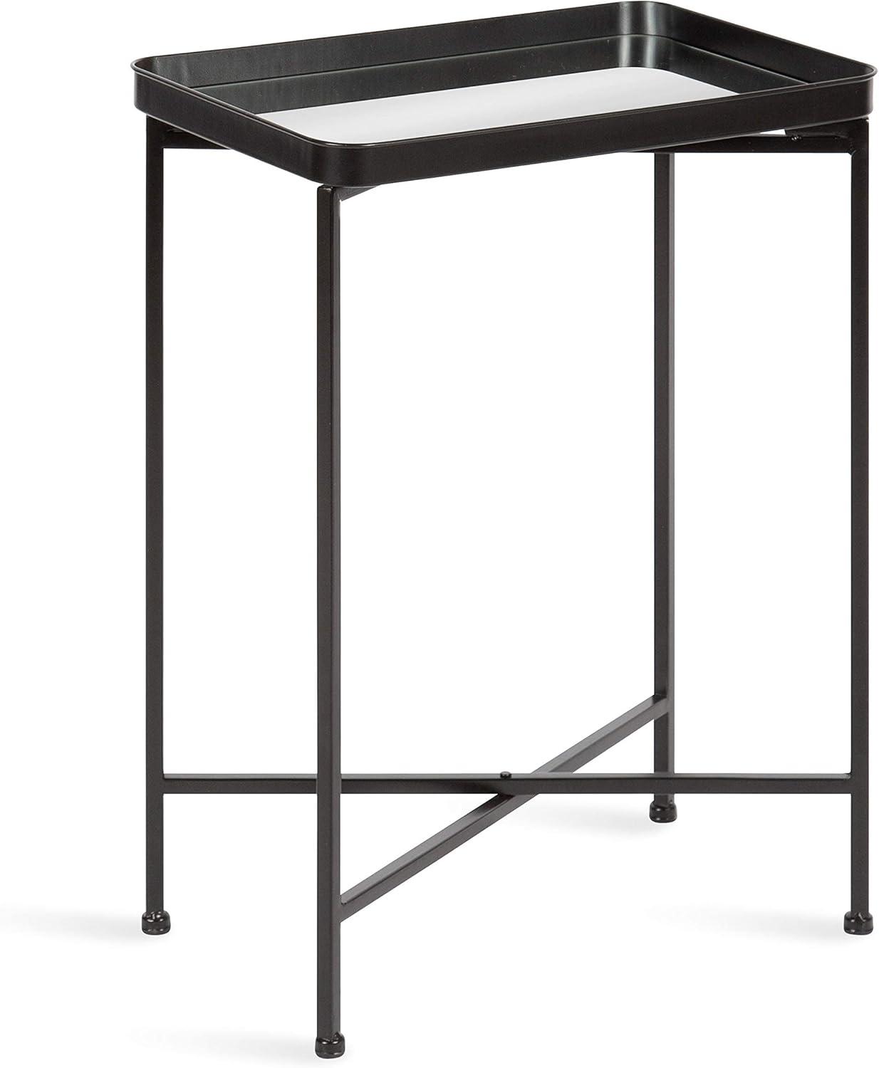 Kate and Laurel Celia Rectangle Metal Side Table, 18x12x26, Black