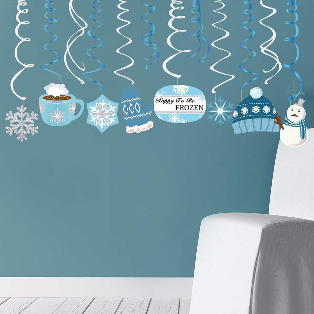 Christmas Snowman,Snowflake,Winter,Snow Frozen Hanging Swirl Decoration for Festival,Party,Together,Celling,Classroom,Home,Office,Bedroom(30Ct)