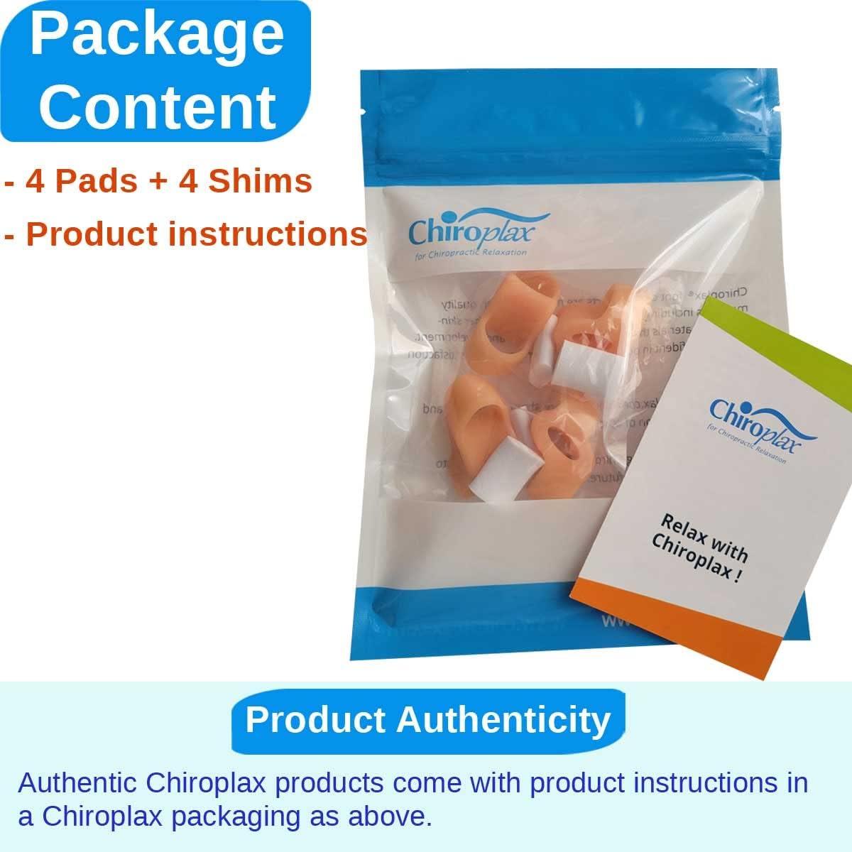 Chiroplax Tailor's Bunion Corrector Pads Bunionette Pain Relief Pinky Toe Straightener Separator Cushion Splint Protector Shield Spacer (4 Pads, Shims - Size Small)