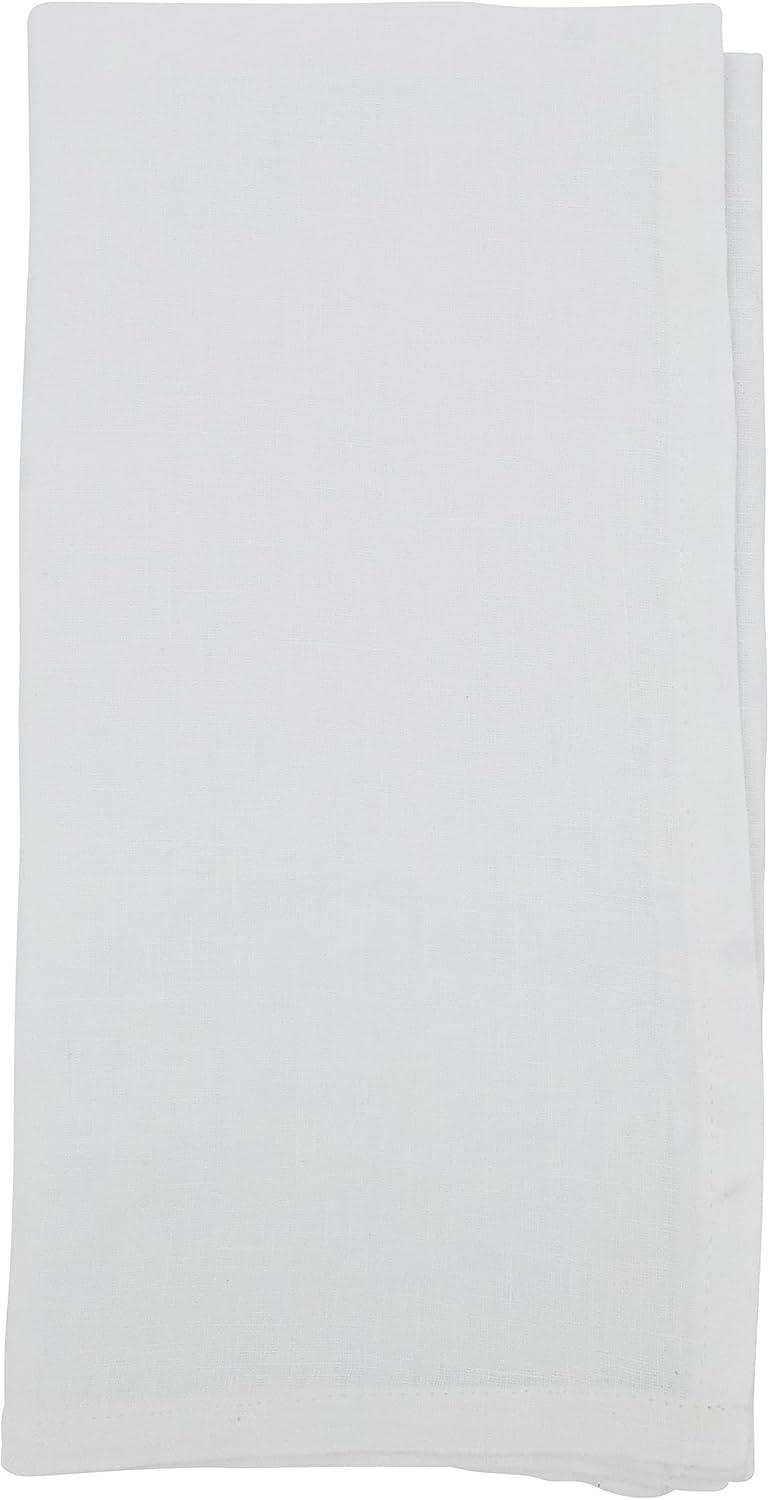 Saro Lifestyle Classic Pure 100% Linen Table Napkin (Set of 4), 20", White