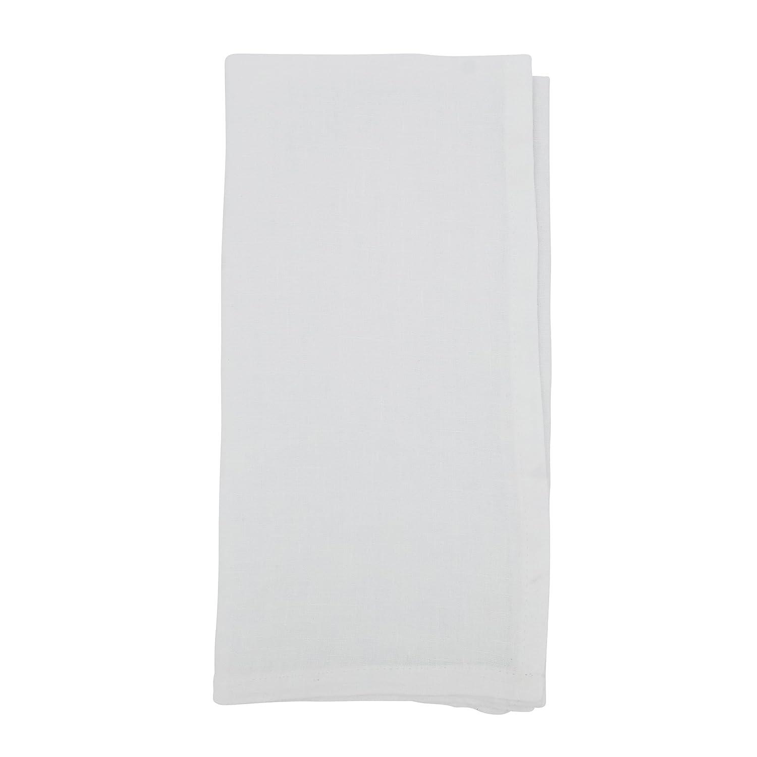 Saro Lifestyle Classic Pure 100% Linen Table Napkin (Set of 4), 20", White